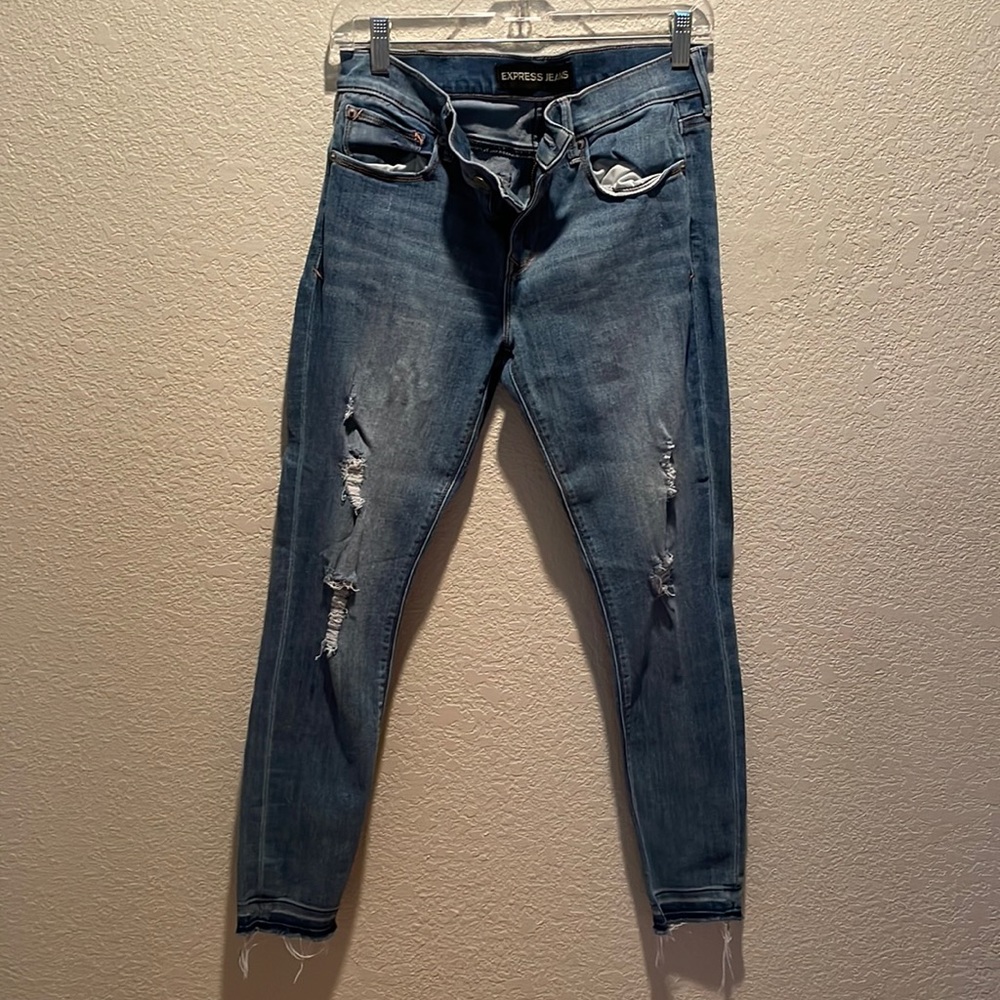 Express cropped leggings blue jeans Sz 6